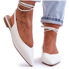 PG1 Women's Lace Up Ballerinas White Lilly Ann