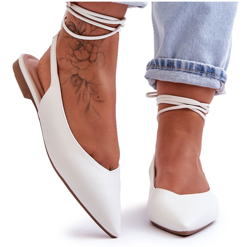 PG1 Women's Lace Up Ballerinas White Lilly Ann