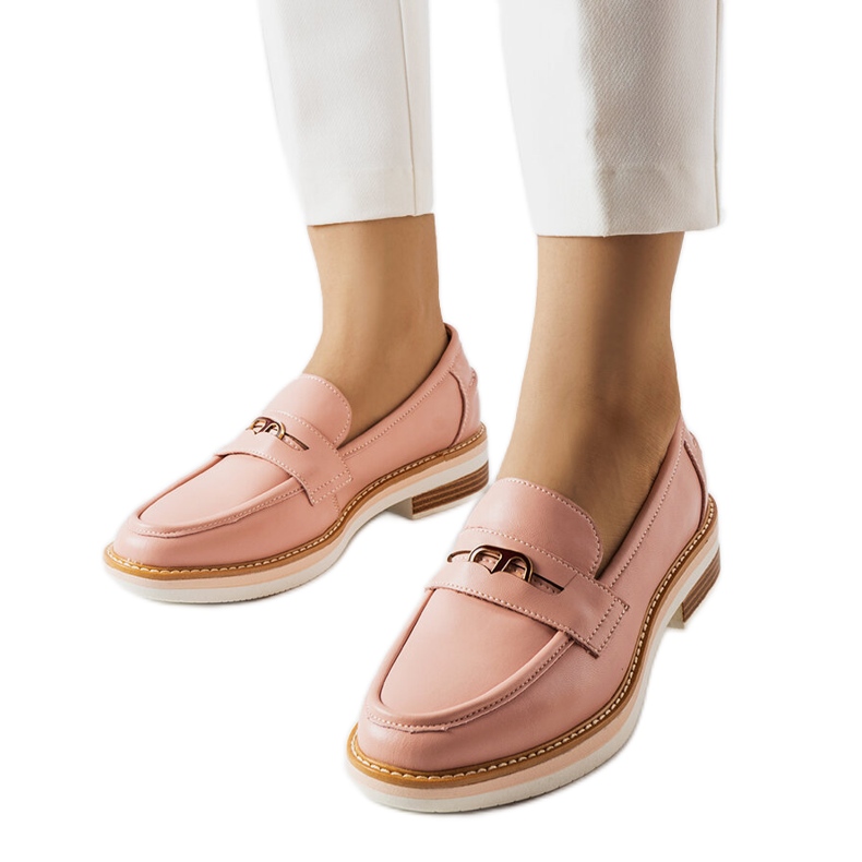 Inna Orlanda pink leather loafers for women
