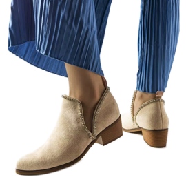 Beige ankle boots decorated with Ditten rhinestones Beige ankle boots decorated with Ditten rhinestones