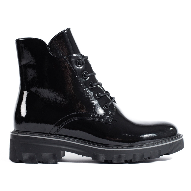 Patent black Shelovet women's worker boots