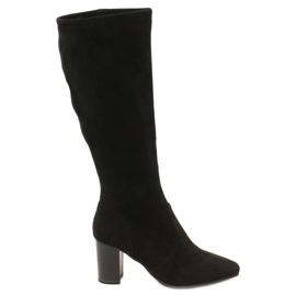 Women's black stretch boots Caprice 9-25520-41 044 black knee-high boots