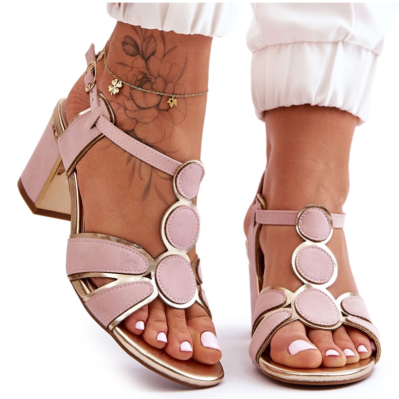 Evento Women's Leather Low Heel Sandals Pink Riley Evento Women's Leather Low Heel Sandals Pink Riley