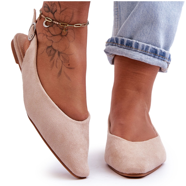 PS1 Kenra Women's Beige Suede Ballerinas