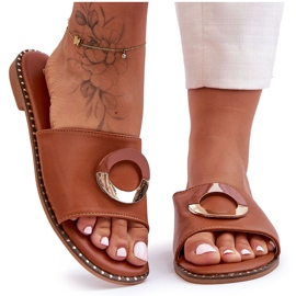 Women's Brown Sherry Embellished Slippers