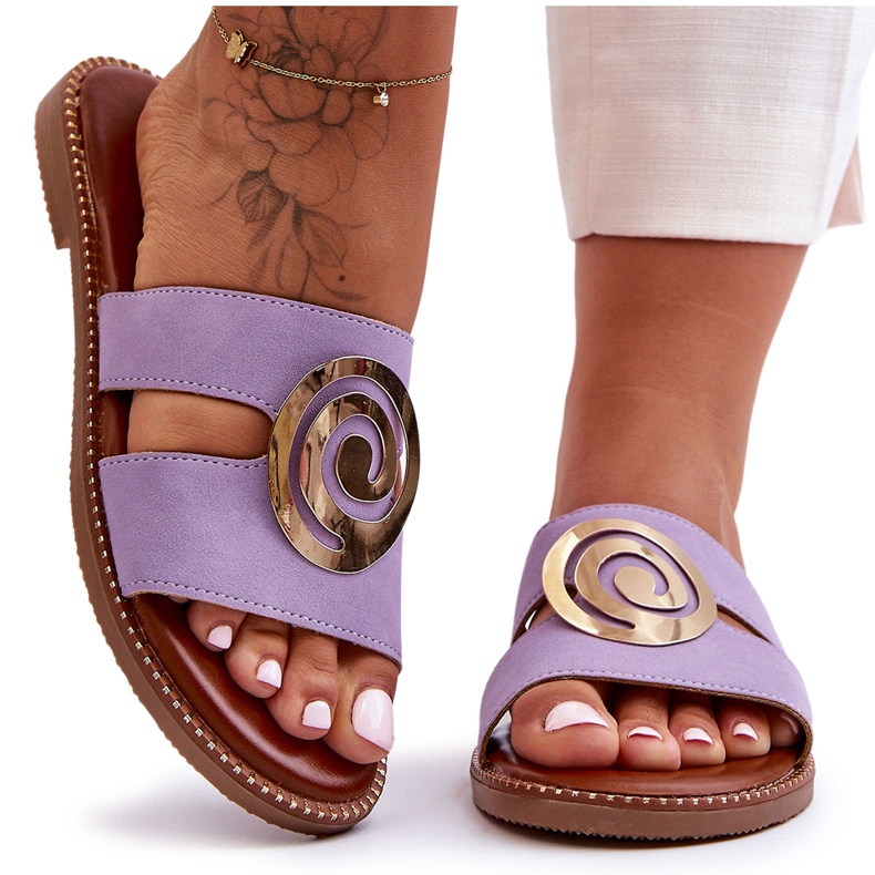Fashionable Slippers With Mirror Decoration Purple Deep Breath violet