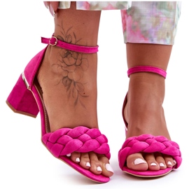 Fuchsia Essenza Suede Braided Sandals pink