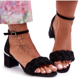 Essenza Black Suede Braided Sandals
