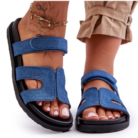 Women's Cloth Velcro Slippers Dark Blue Jose