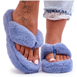Women's Fur Slippers Blue Elma Slippers