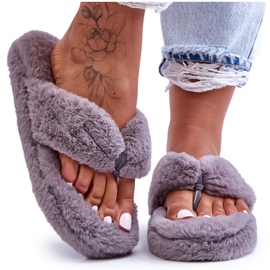 Women's Fur Slippers Grey