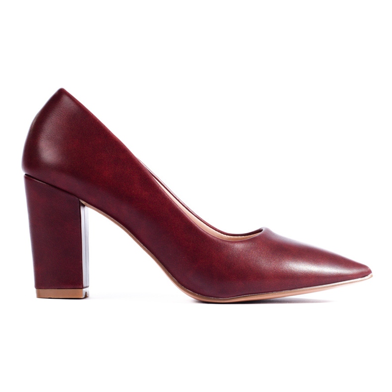 Shelovet maroon heel pumps red