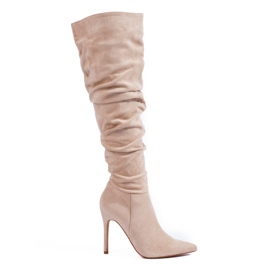 Women's beige suede boots from Shelovet