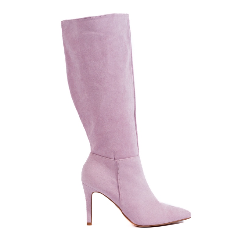 Lilac suede heeled boots from Shelovet violet