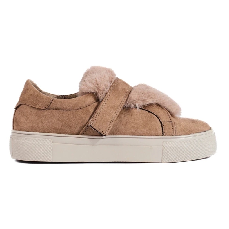 Beige suede sneakers with fur from Shelovet