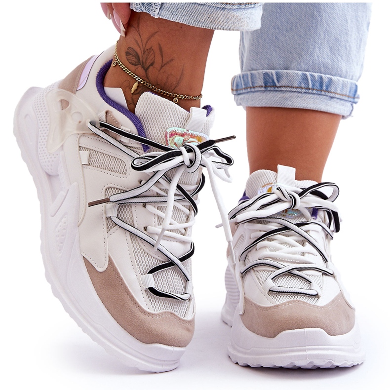Leather Platform Sport Shoes White Sifel