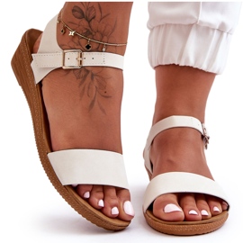 Classic White Arya Low Wedge Sandals