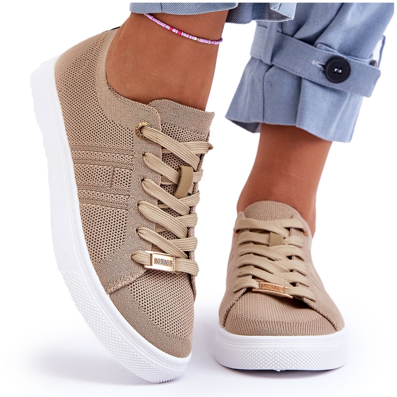 PE1 Women's Lace-up Sneakers Beige Etna
