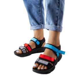 Mireio black sports sandals with velcro