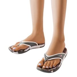 Gray textile flip-flops with flowers from Felix grey Gray textile flip-flops with flowers from Felix grey