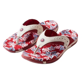 Suoma red textile flops with flowers