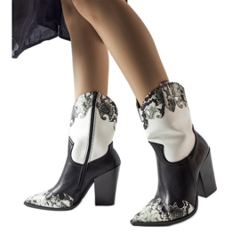 Semi black and white cowboy boots with snake inserts Semi black and white cowboy boots with snake inserts