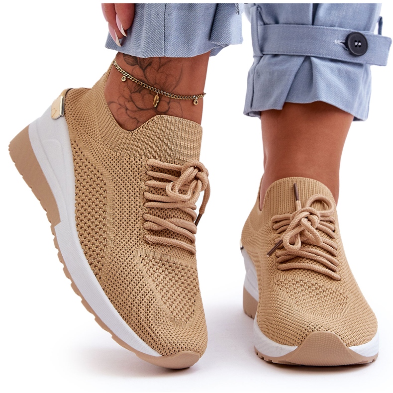 PG1 Fabric Slip-On Sports Shoes Beige Visconti Wedge PG1 Fabric Slip-On Sports Shoes Beige Visconti Wedge