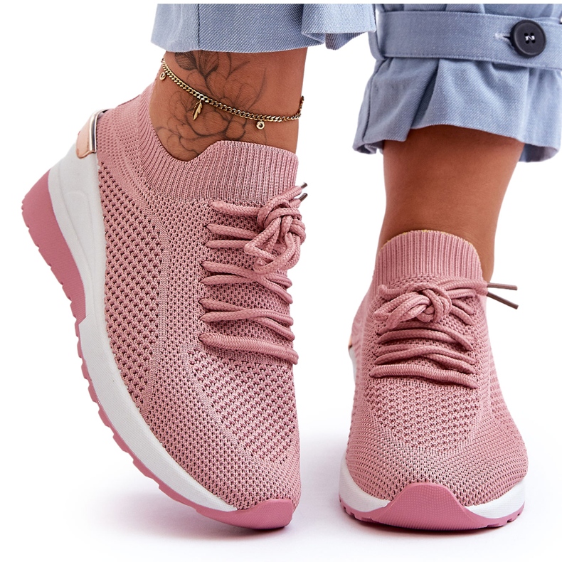 PG1 Fabric Slip-On Sports Shoes Pink Visconti Wedge PG1 Fabric Slip-On Sports Shoes Pink Visconti Wedge