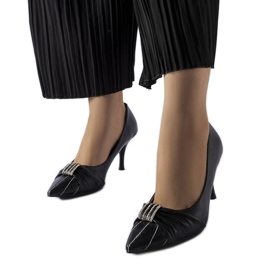 Black high heel pumps with rhinestones from Fortin