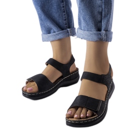 Black low wedge sandals from Vallis