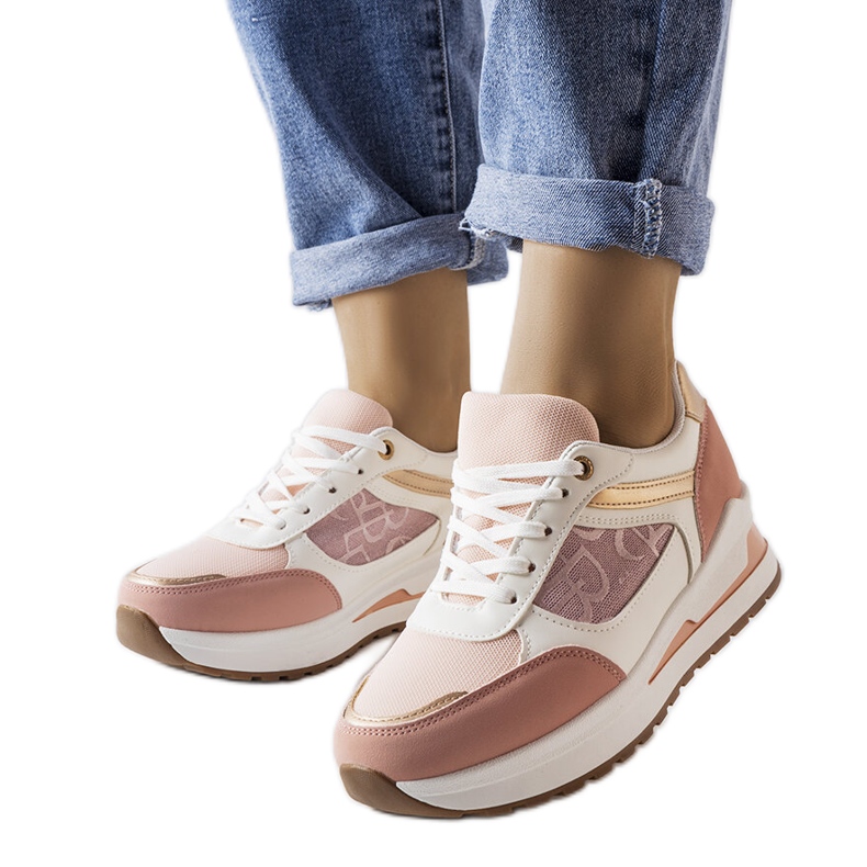 Pink sneakers with a patterned insert from Genovesee