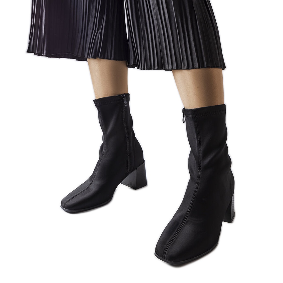 Black satin ankle boots best sale