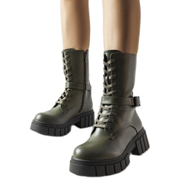 Dark green lace-up worker boots from Rive Dark green lace-up worker boots from Rive