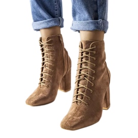 Beige lace-up ankle boots from Drouins