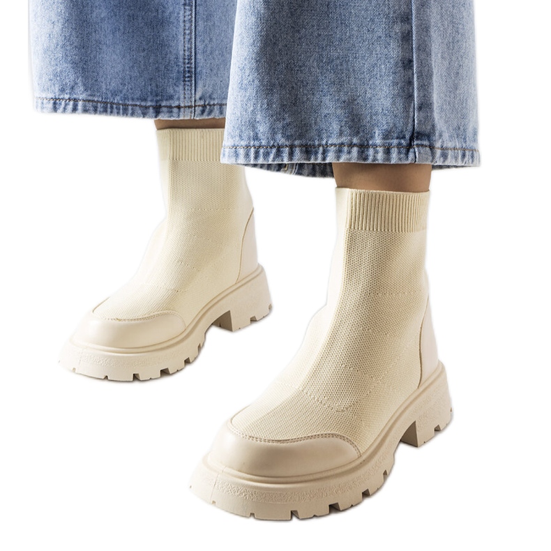 Beige sock boots from Lonte Beige sock boots from Lonte