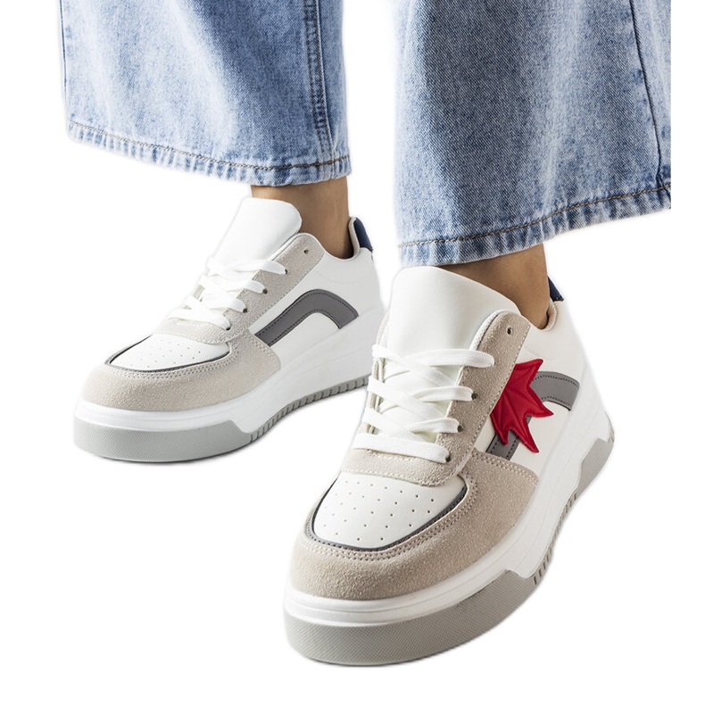 White sneakers with eco suede insert from Kollins