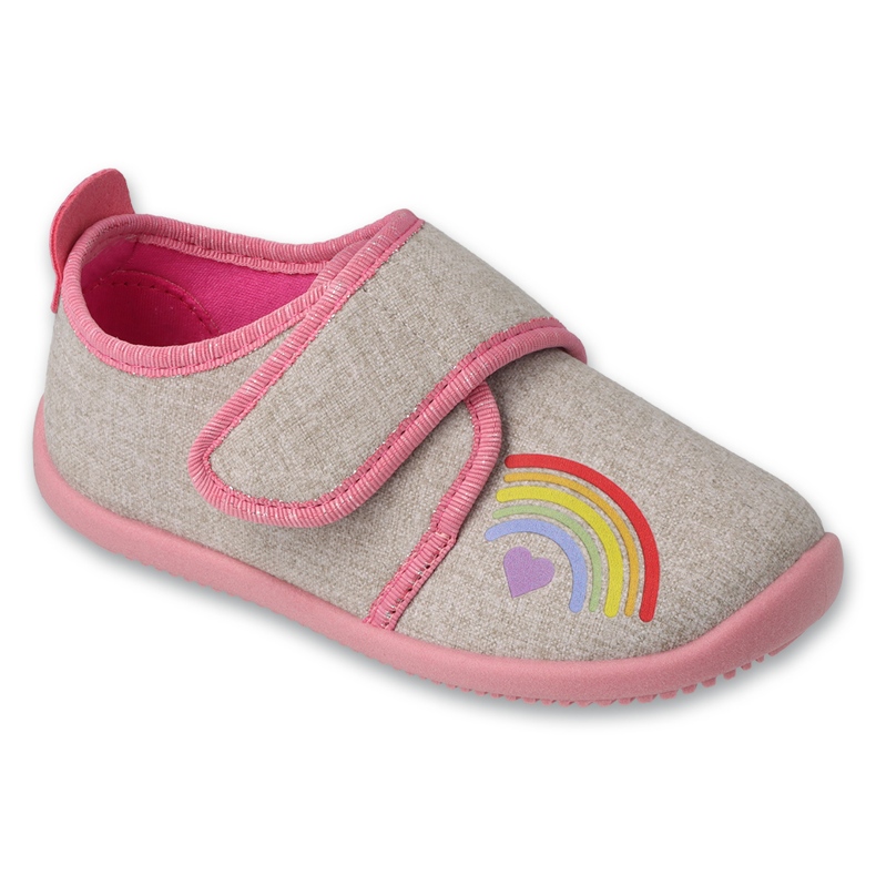 Befado children's slippers with leather insert 902Y020 beige with an application