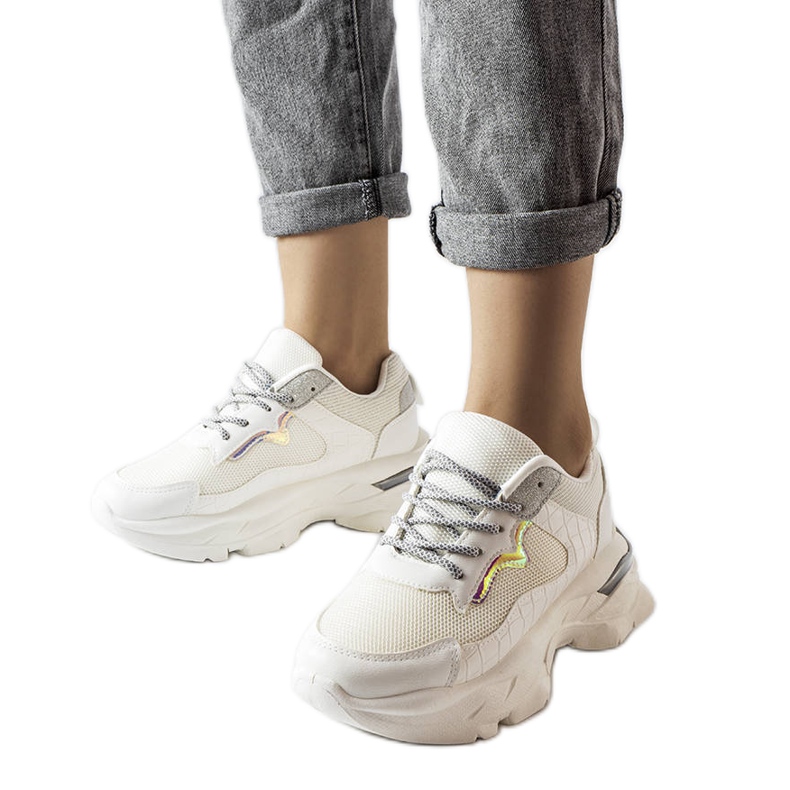 White sneakers decorated with glitter from Beatrice