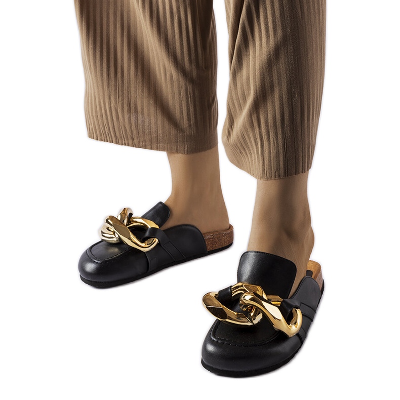 Black chain sliders from Christelle Black chain sliders from Christelle