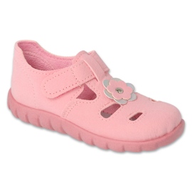 Befado children's slippers 535P002 pink with a flower Befado children's slippers 535P002 pink with a flower