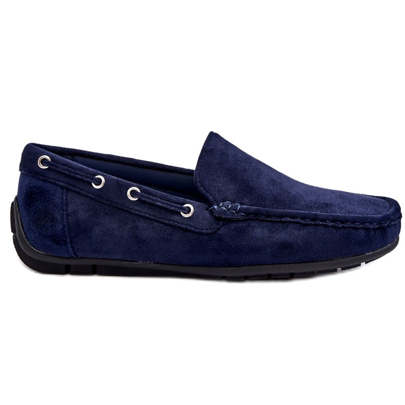 Men's Suede Slip-On Moccasins, Navy Blue Men's Suede Slip-On Moccasins, Navy Blue