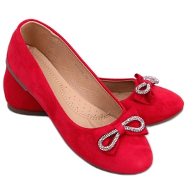 Benoit Red bow suede ballerinas