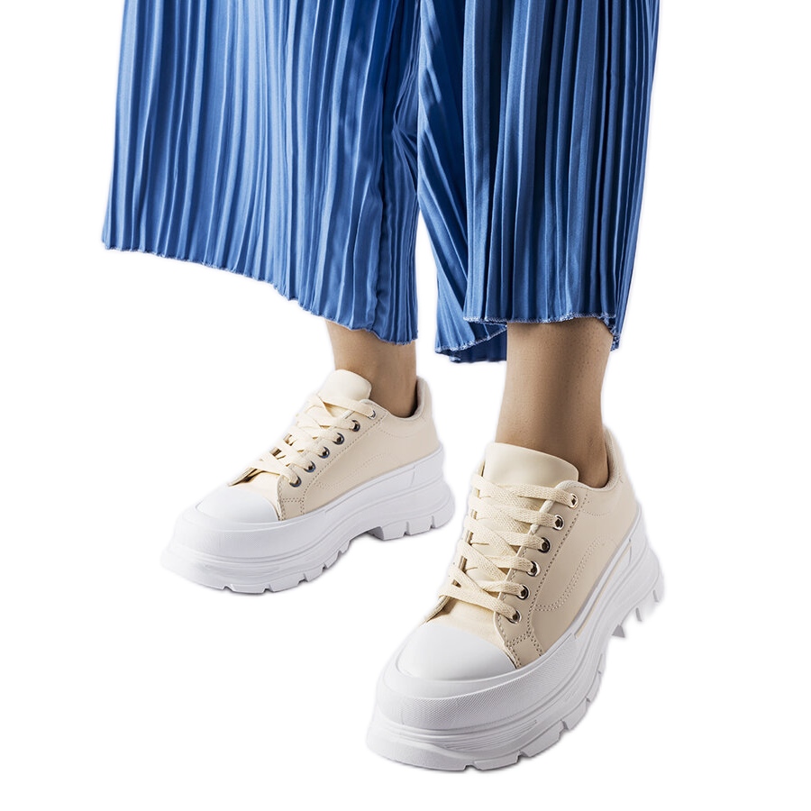 Beige high platform sneakers from Kari KeeShoes