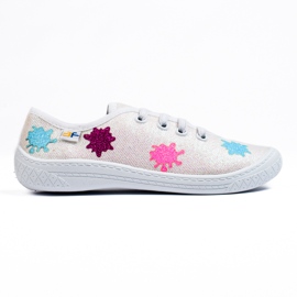 SHELOVET 3F children's slip-on glossy white sneakers multicolored