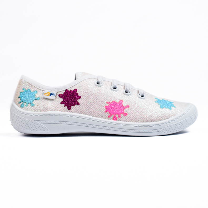 SHELOVET 3F children's slip-on glossy white sneakers multicolored