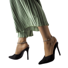 Claude black rhinestone heeled sandals