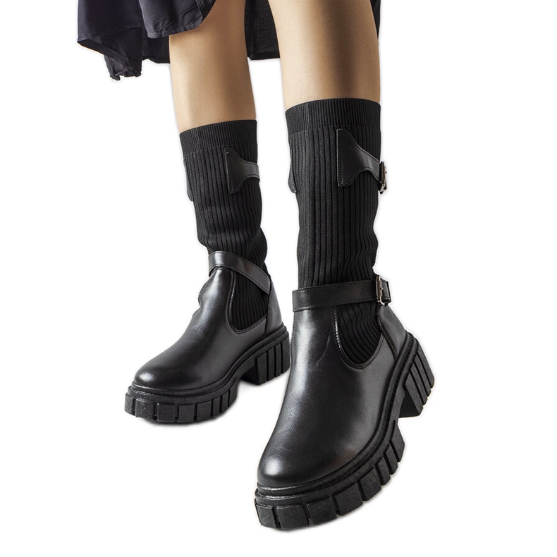 Black stylish boots with elastic uppers from Ida
