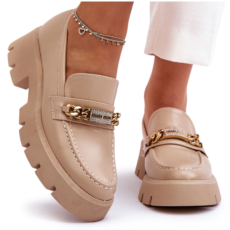 PS1 Classic Loafers On A Chunky Platform Beige Catch Me!