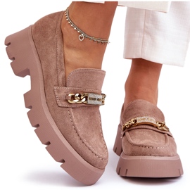 PS1 Classic Suede Loafers On Chunky Platform Brown Catch Me!