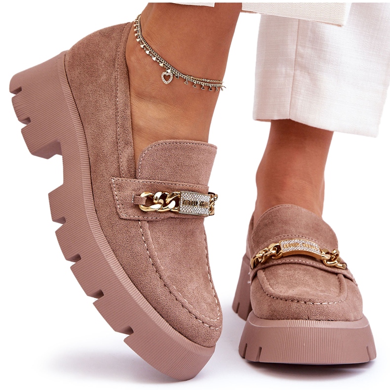 PS1 Classic Suede Loafers On Chunky Platform Brown Catch Me!